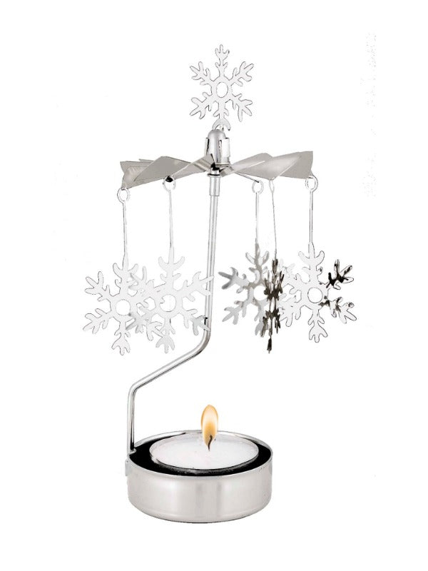 Pluto Produkter Snowflake Spinning Tealight Candle Holder Silver