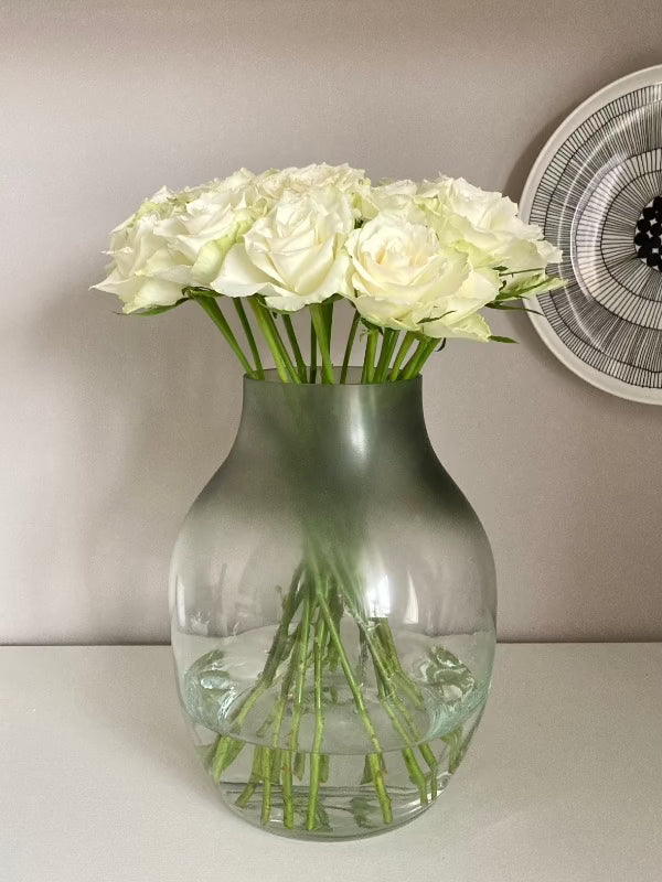 Frosted Glass Vase Moss Green