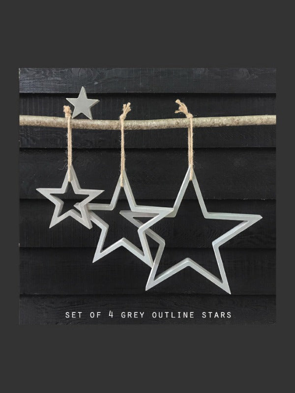 Outline Star (Set of 4) - Grey / White