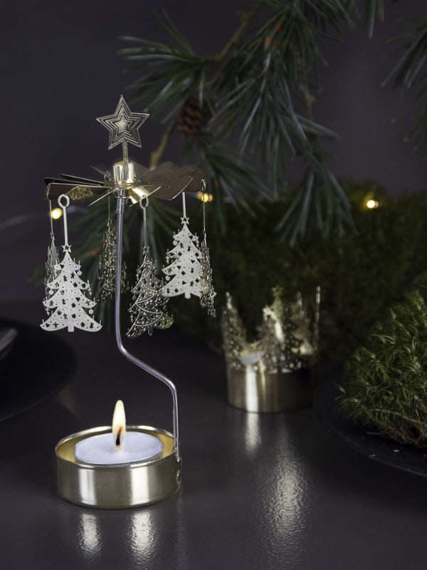 Pluto Produkter, Christmas Tree Spinning Tealight Candle Holder - Gold
