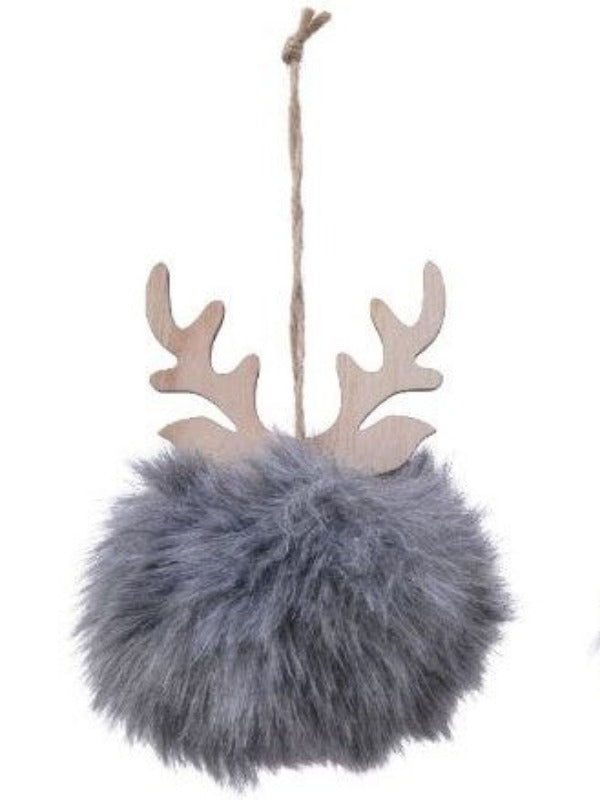 Faux Fur Bauble with Antlers