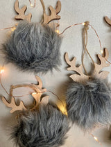 Faux Fur Bauble with Antlers