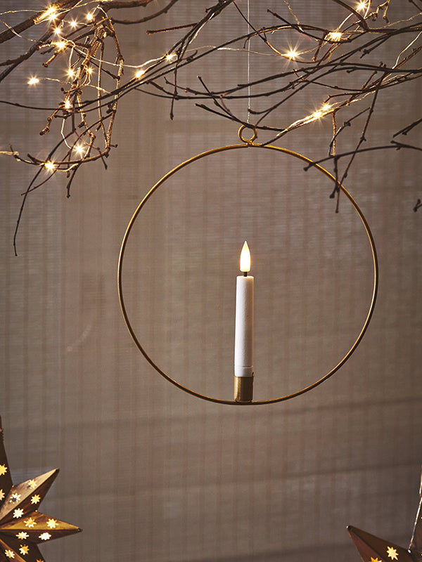 Illuminated Gold Candle Ring Decoration 20cm