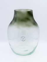 Frosted Glass Vase Moss Green Isolated