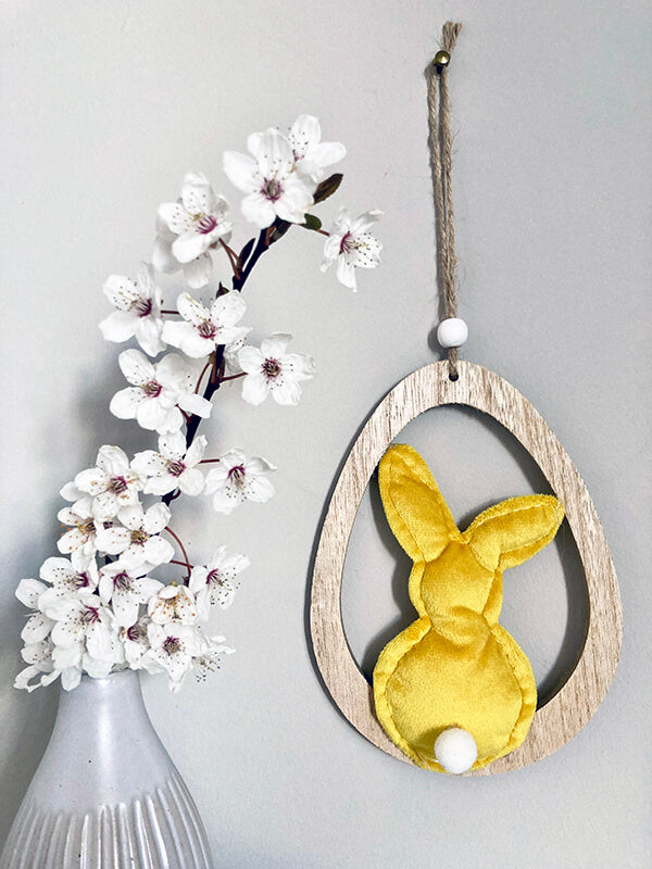 Hanging Easter Bunny Decoration - Yellow