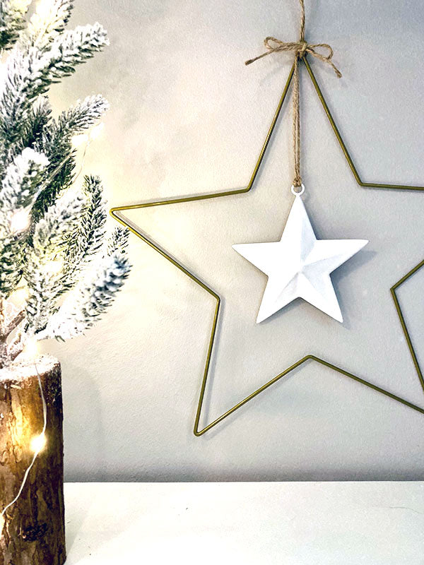 Hanging Star Decoration Gold Various Sizes