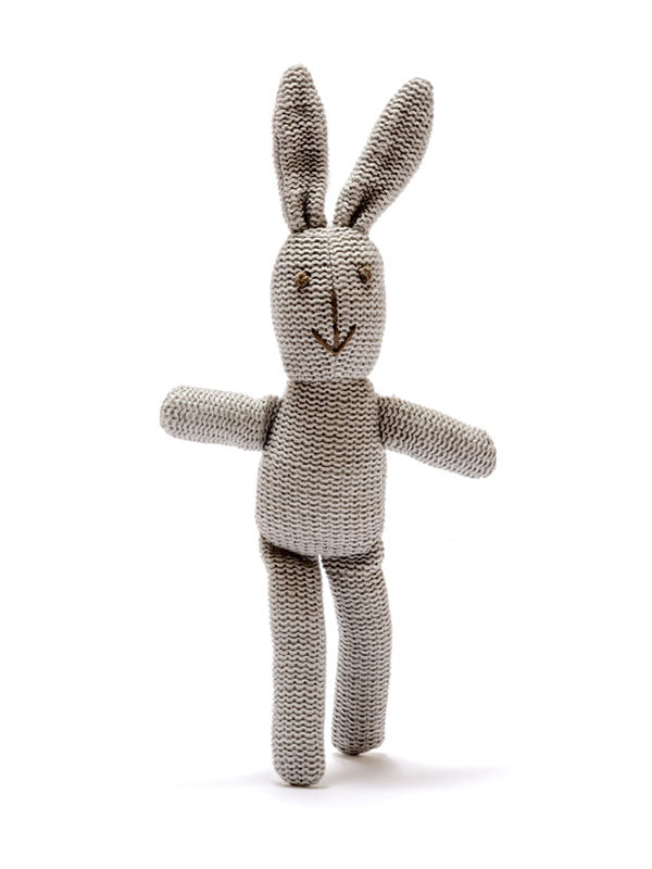 Knitted Bunny Rattle Grey