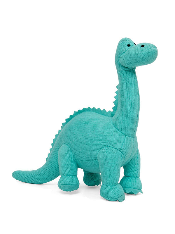 Knitted Dinosaur Toy Medium Ice Blue