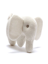 Organic Knitted Elephant Rattle White