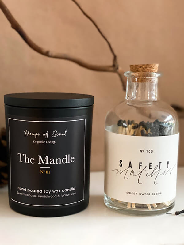 Signature Candle Gift Set Mandle (the Man Candle) & Black Matches 01