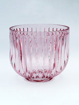 Reeded Glass Hurricane Tealight Holder - Pink