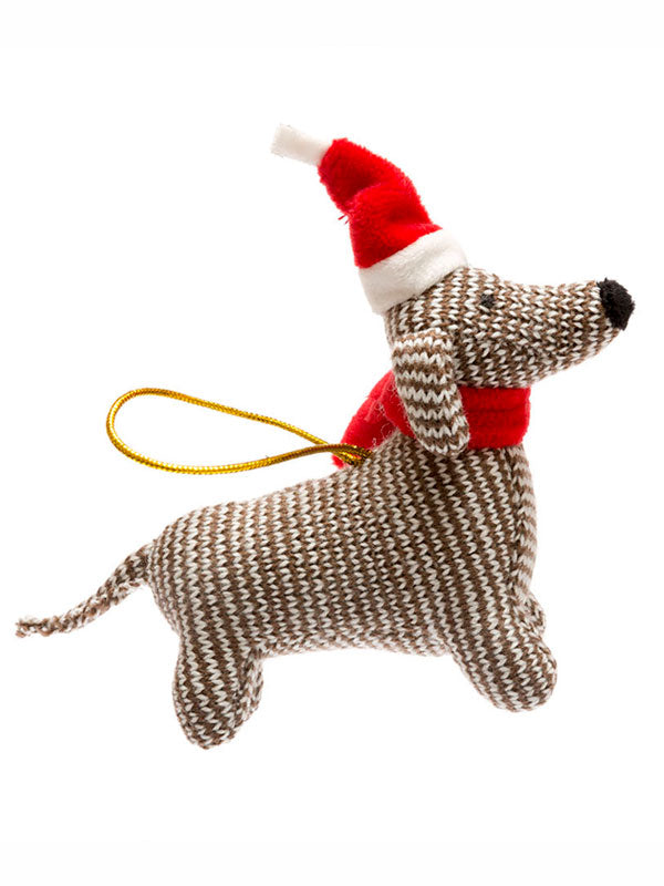 Knitted Christmas Decoration Sausage Dog